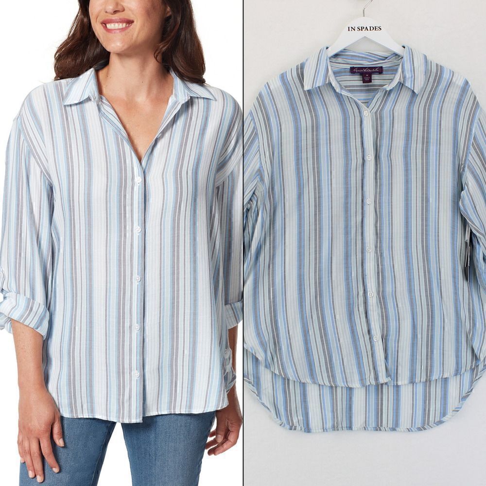 Gloria Vanderbilt Gloria Vanderbilt Womens Aman Screen Stripe Pale Sky